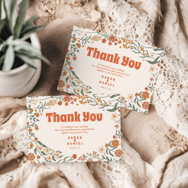 グルーヴィフローラーヴィンテージ結婚レトロ サンキューカード