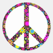 グルーヴィフローラ和平標識 ラウンドシール (正面)