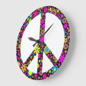 グルーヴィフローラ和平標識 ラージ壁時計 (傾斜)