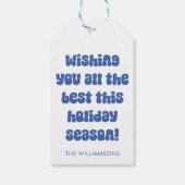 グルーヴィブルーレトロタイポグラフィクリスマスカスタム ギフトタグ (裏面)