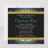 グルーヴィプリンセスミントピンクブラックライトバルミツワー 招待状 (裏面)