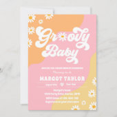 グルーヴィベビーデイジーボホヒッピーVibesベビーシャワー 招待状 (正面)
