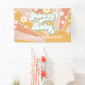 グルーヴィベビーレトロサンシャインデイジーベビーシャワー 横断幕 (インサイチュ)
