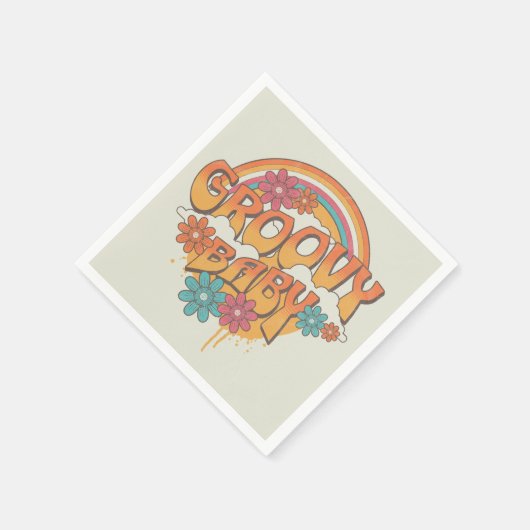 グルーヴィベビーレトロスタイルデザイン スタンダードカクテルナプキン (角)