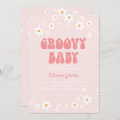 グルーヴィベビーレトロデイジーボーホフローラ招待状 招待状 (正面/裏面)