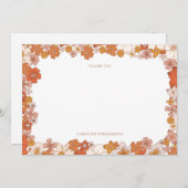 グルーヴィボホオレンジフローラブライダルシャワーカスタム サンキューカード (正面/裏面)