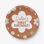 グルーヴィボホデイジーレトロガール1st誕生日パーティー ペーパープレート (正面)
