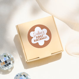 グルーヴィボホデイジーレトロガール1st誕生日パーティー ラウンドシール