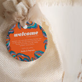 グルーヴィボホレトロオレンジウェーブモノグラム結婚ズ フェイバータグ