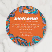 グルーヴィボホレトロオレンジウェーブモノグラム結婚ズ フェイバータグ (正面)