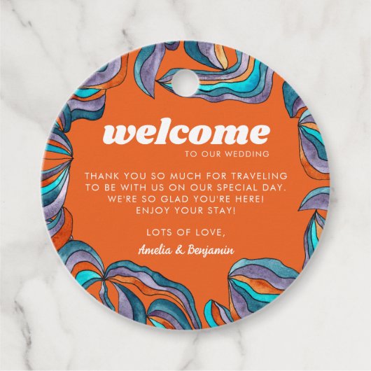 グルーヴィボホレトロオレンジウェーブモノグラム結婚ズ フェイバータグ (正面)