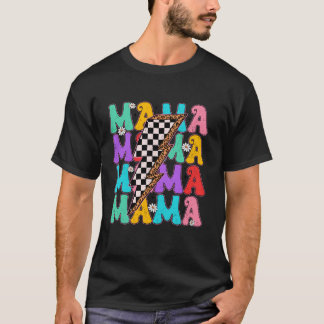 グルーヴィママ市松模様に稲妻ボルトハッピーマザーズ Tシャツ