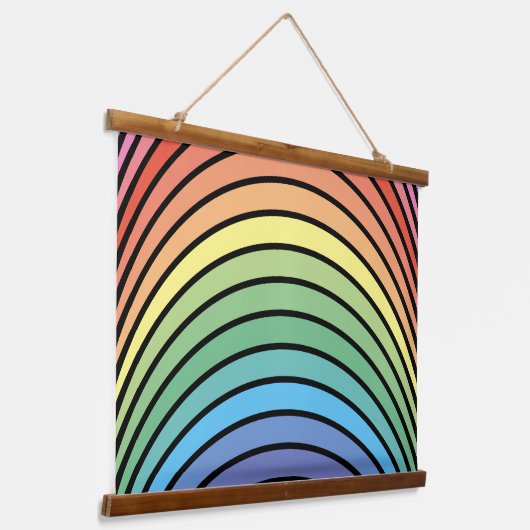 グルーヴィモダンカラフルファンキーレトロ抽象芸術レインボー 吊り下げ型タペストリー (傾斜あり)