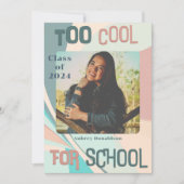 グルーヴィモダンピーチティール(緑がかった色)アクアレトロ卒業 案内状 (正面)