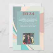 グルーヴィモダンピーチティール(緑がかった色)アクアレトロ卒業 案内状 (裏面)