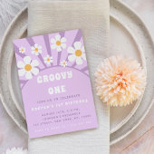 グルーヴィモダンワンレトロサンシャインファースト誕生日 招待状