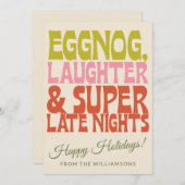 グルーヴィユニークレトロおもしろいエグノグカスタムクリスマス シーズンカード (正面/裏面)