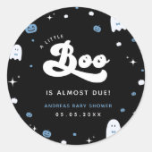 グルーヴィリトルブボーイハロウィーンベイビーシャワー幽霊 ラウンドシール (正面)