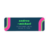 グルーヴィレインボーピンクティール(緑がかった色)ライムグリーンレトロ結婚ズ ラベル (正面)