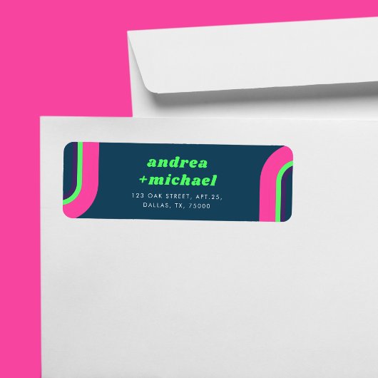 グルーヴィレインボーピンクティール(緑がかった色)ライムグリーンレトロ結婚ズ ラベル
