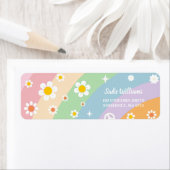 グルーヴィレインボーレトロデイジーバースデーパーティー ラベル (インサイチュ)