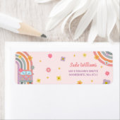 グルーヴィレインボーレトロデイジーバースデーパーティー ラベル (インサイチュ)