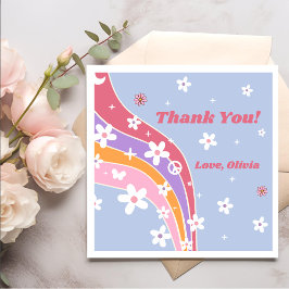 グルーヴィレインボーレトロバースデーパーティナプキンス スタンダードカクテルナプキン