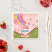 グルーヴィレインボーレトロ誕生日パーティー スタンダードカクテルナプキン (インサイチュ)