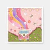 グルーヴィレインボーレトロ誕生日パーティー スタンダードカクテルナプキン (正面)