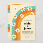 グルーヴィレインボー1970sスタイルボホデイジー結婚ズ 招待状 (正面/裏面)