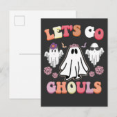 グルーヴィレッツゴーグルハロウィーン幽霊レトロ インビテーションポストカード (正面/裏面)