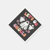 グルーヴィレッツゴーグルハロウィーン幽霊レトロ スタンダードカクテルナプキン (角)