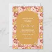 グルーヴィレトロイエローピンクレッド植物性シャワー 招待状 (正面)