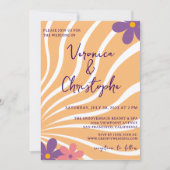 グルーヴィレトロオレンジパープル結婚フローラ 招待状 (正面)
