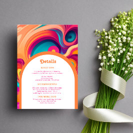 グルーヴィレトロオレンジピンク抽象芸術ファンキー詳細 エンクロージャーカード