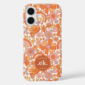 グルーヴィレトロオレンジ花模様モノグラム Case-Mate iPhoneケース (裏面)