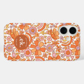 グルーヴィレトロオレンジ花模様モノグラム Case-Mate iPhoneケース (裏面 (横))