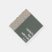 グルーヴィレトログリーンマッシュルームカスタムバルミツワー スタンダードカクテルナプキン (角)