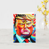 グルーヴィレトロスーパーヒーロードナルドトランプポートレート カード (黄色い花)