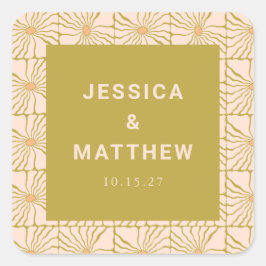 グルーヴィレトロチャートレーズボタニカルカスタムウェディング スクエアシール