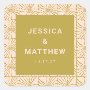 グルーヴィレトロチャートレーズボタニカルカスタムウェディング スクエアシール