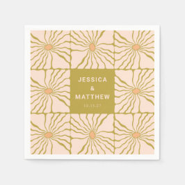 グルーヴィレトロチャートレーズボタニカルカスタムウェディング スタンダードカクテルナプキン