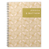 グルーヴィレトロチャートレーズボタニカルカスタムウェディング ノートブック (正面)