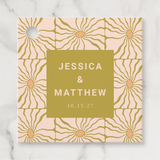 グルーヴィレトロチャートレーズボタニカルカスタムウェディング フェイバータグ (正面)