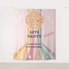 グルーヴィレトロデイジーディスコ誕生日バックドロップ タペストリー