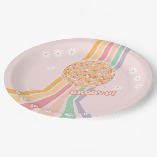 グルーヴィレトロデイジーディスコ誕生日 ペーパープレート (アングル)