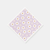 グルーヴィレトロデイジーパープル紙プレート スタンダードカクテルナプキン (角)