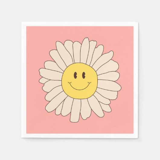 グルーヴィレトロデイジーピンク スタンダードカクテルナプキン (正面)