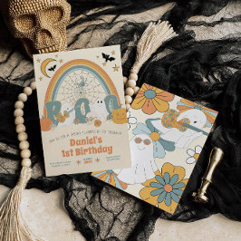 グルーヴィレトロハロウィーン幽霊ボーイズ誕生日 招待状