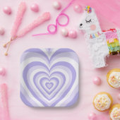 グルーヴィレトロヒッパイパープルハート紙プレート ペーパープレート (パーティー)